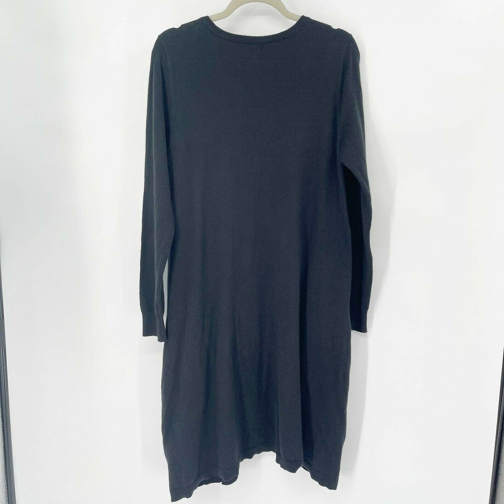 Sundance Film Noir Sweater Dress Sz M Black Cotton Silk Knit Pockets Long Sleeve - Picture 6 of 8